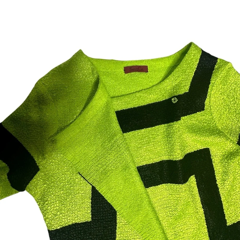 Vintage 80’s Saint Gil Neon Geometric Textured Lightweight Top/Jacket - Picture 8 of 12